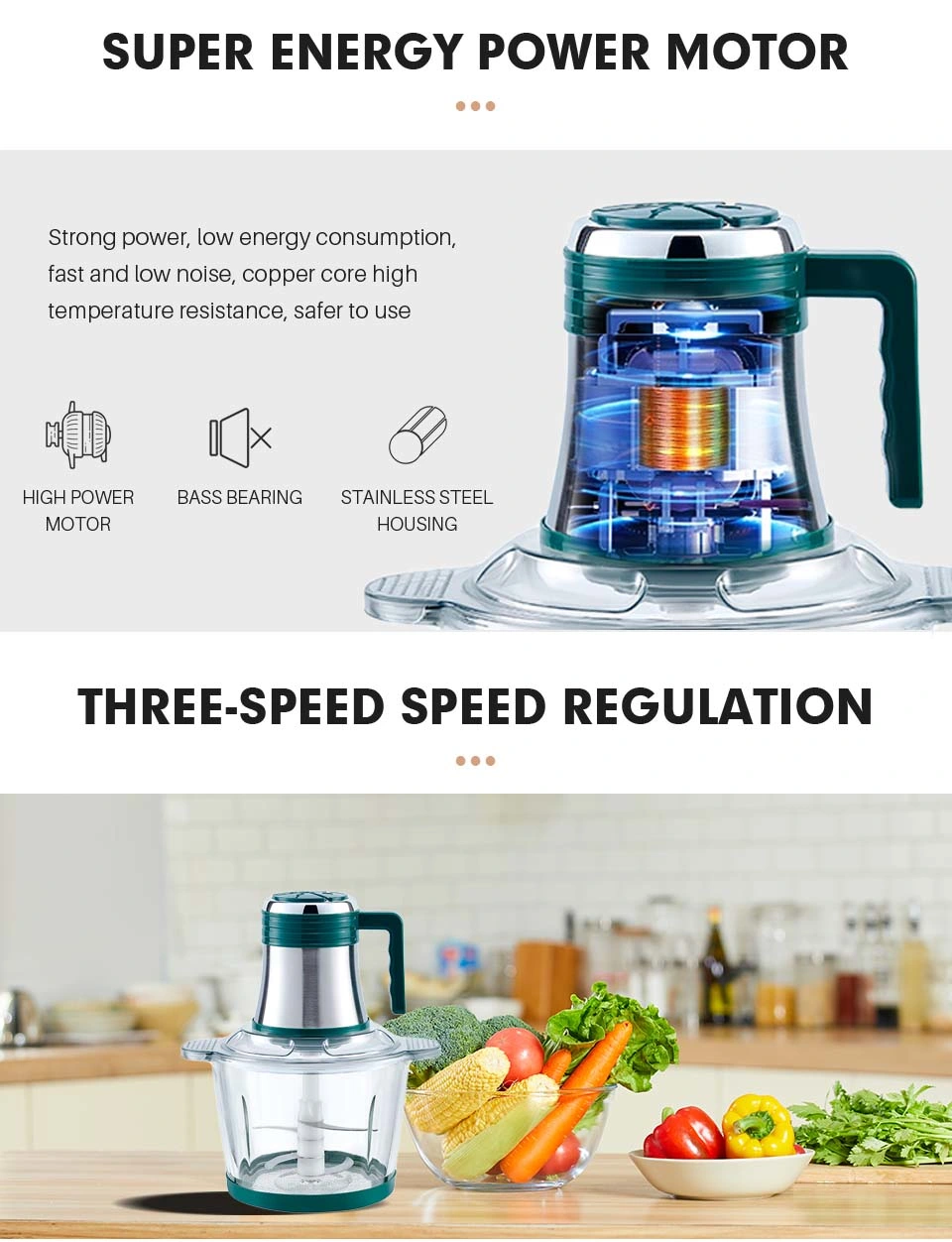 China Home Kitchen Appliance Heavy Duty 2L 3L 300/400W Plastic Power/Electric Meat Grinder Machine Mini Vegetable Chopper Price for Food/Onion/Garlic