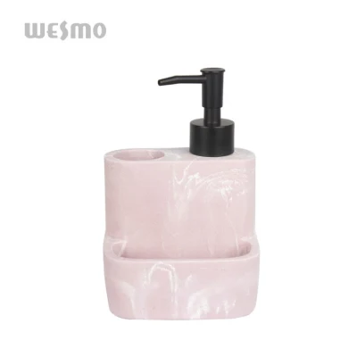 Botella de loción Zen de poliresina rosa, soporte para cepillo de dientes, dispensador de jabón para baño, accesorios de baño sin contacto, juego de baño